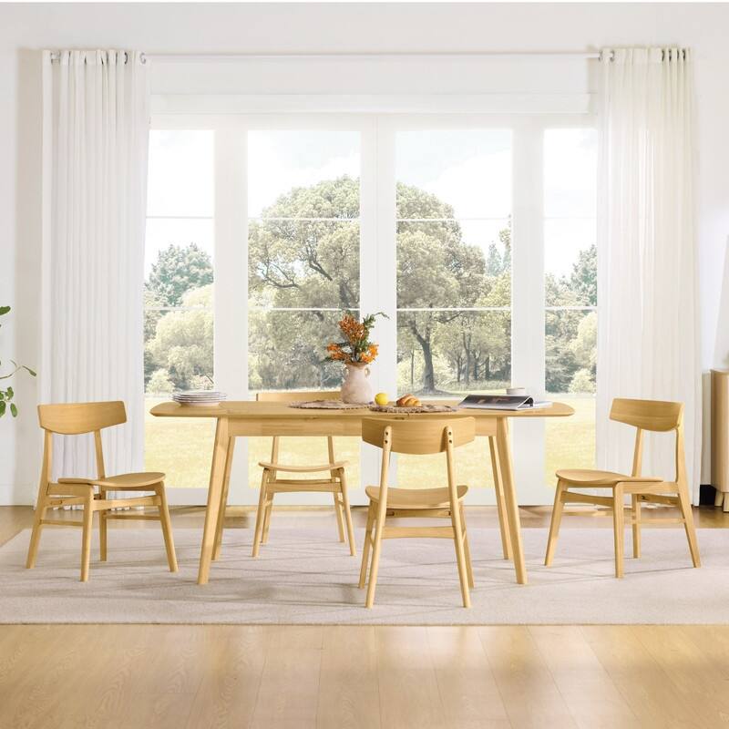 Spruce & Spring Modern Farmhouse Dining Chair with Ergonomic Bentwood Back - Set of 4 - Oak