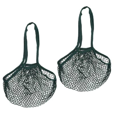 Cotton Mesh Bag, 15x12.2" Long Handle Mesh Net Grocery Bags 2 Pcs