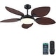 preview thumbnail 1 of 6, 52 Inches or 62 Inches Tropical Ceiling Fan with LIght and Remote,Palm Leaf Blades 52 Inches