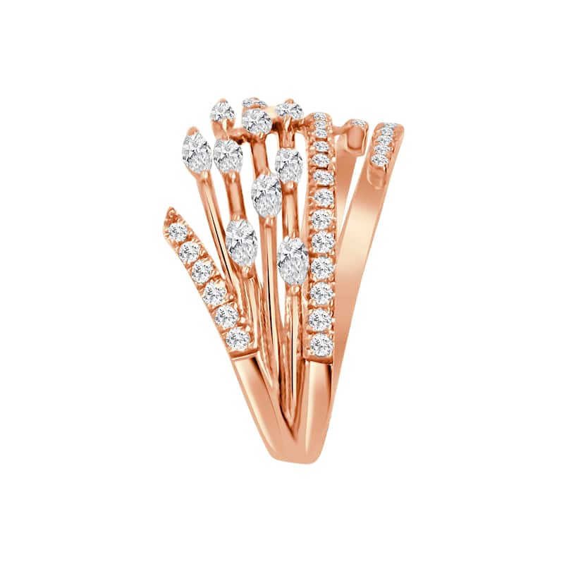 Auriya 14k Gold Lab Grown Marquise and Round Diamond Feather Bypass Ring 0.60 ct. tw. (F-G, VS)