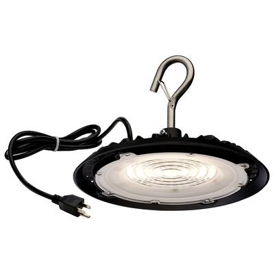 60 Watt Hi-Pro Shop Light with Plug 8'' Dia. 3000K Black Finish 120 Volt