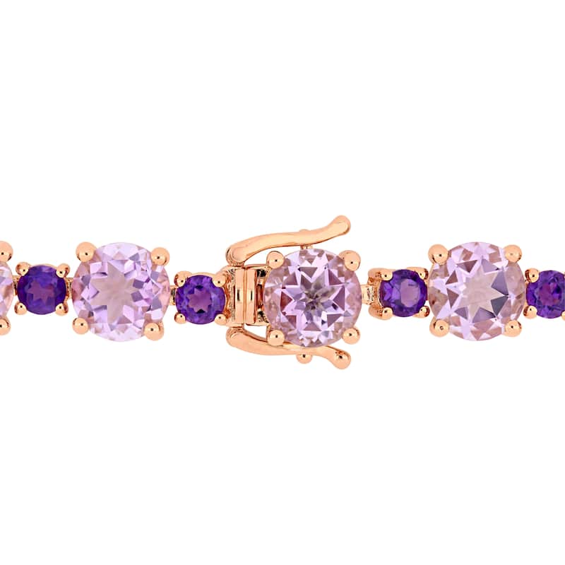 Miadora Rose Plated Sterling Silver Rose de France African-Amethyst Bracelet