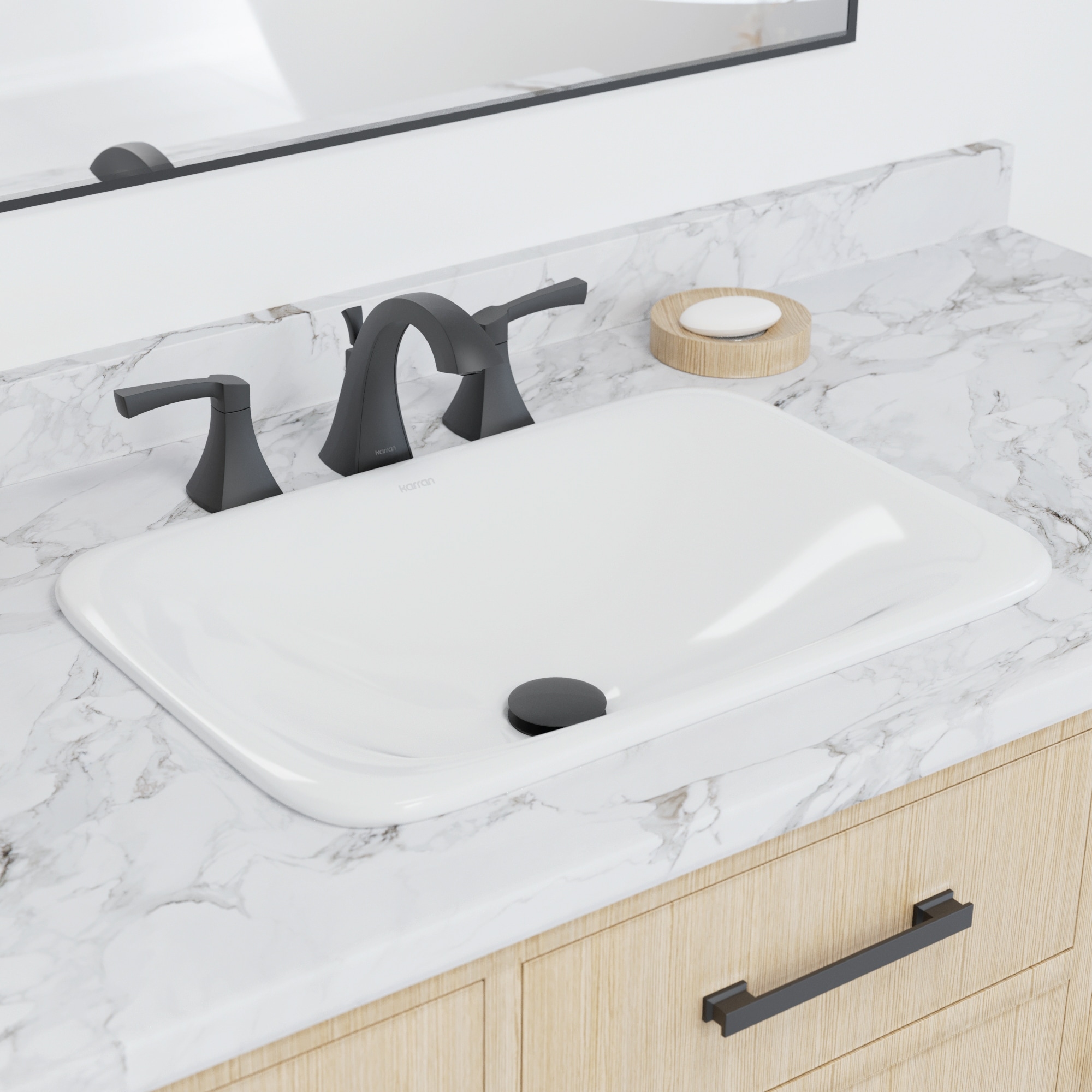 Karran Valera 21" Top Mount Vitreous China Bathroom Sink in White
