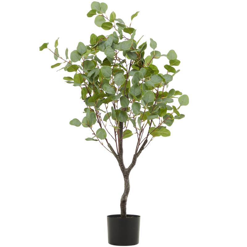 Green Faux Foliage Eucalyptus Artificial Tree with Realistic Leaves and