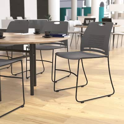 Commercial 660 LB. Capacity Plastic Steel Sled Base Stack Chairs - 5 Pack