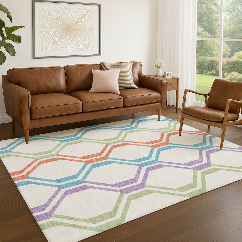 Machine Washable Indoor/ Outdoor Contemporary Dimensions Chantille Rug