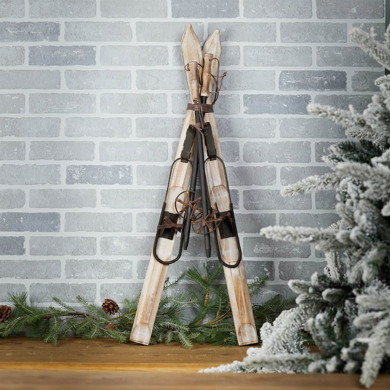 Decorative Pair of Skis and Poles 36"H - N/A