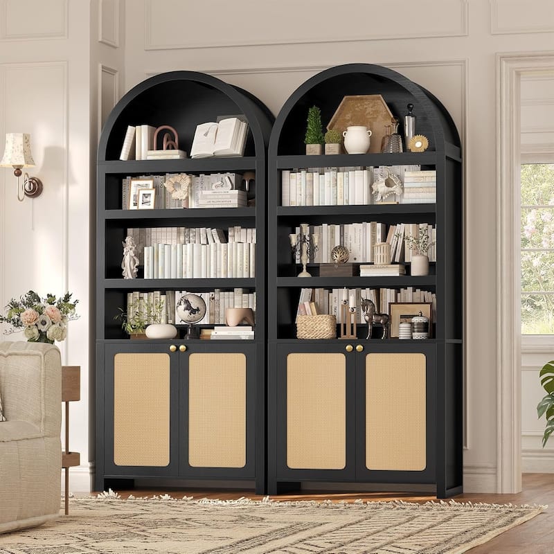Tall Arched Cabinet Bookcase Storage Bookshelf Door Bathroom Storage Cabinet