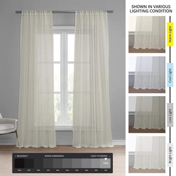 dimension image slide 1 of 2, Exclusive Fabrics Montpellier Striped Linen Sheer Curtain (1 Panel)