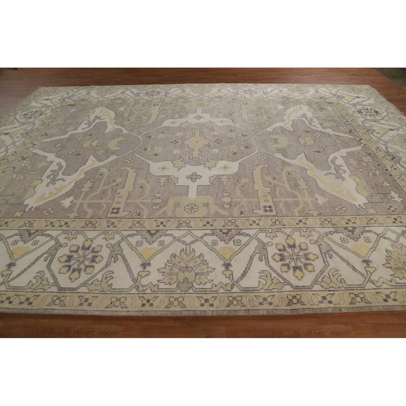 Oushak Indian Large Rug Hand-Knotted Wool Carpet - 10'0"x 13'8"