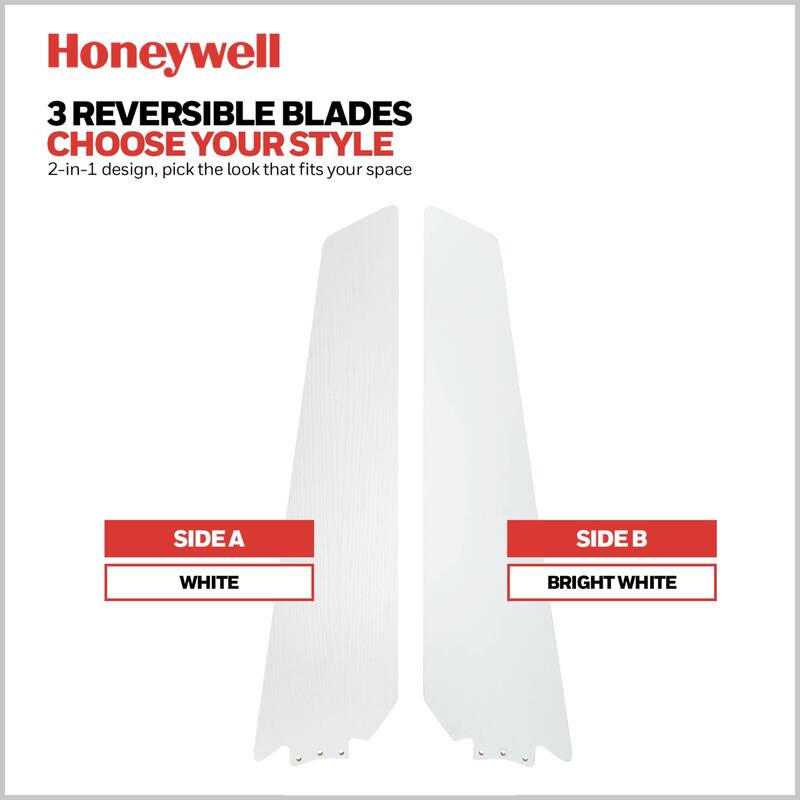 52" Honeywell Eamon Bright White Modern Indoor LED Ceiling Fan with Light, Remote Control