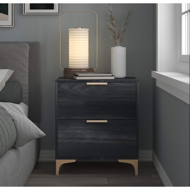 Sana Upholstered Panel Bed with 2 Nightstands