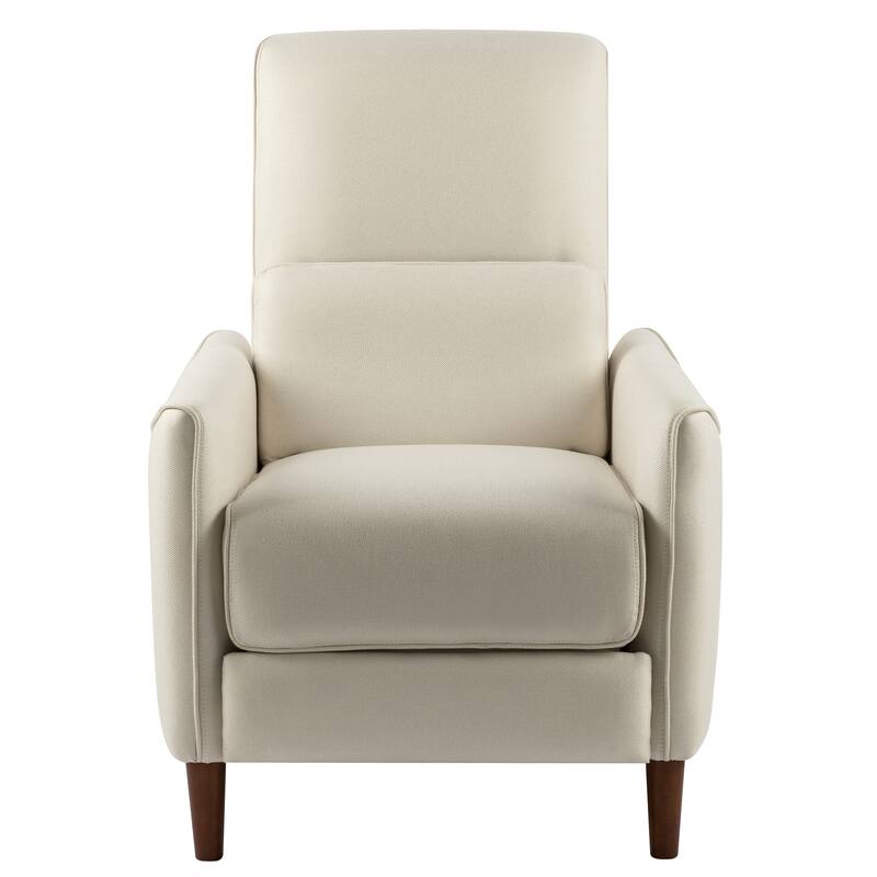 Roomfitters Push Back Recliner Chair, Modern Upholstered Accent Lounge Seating, Beige