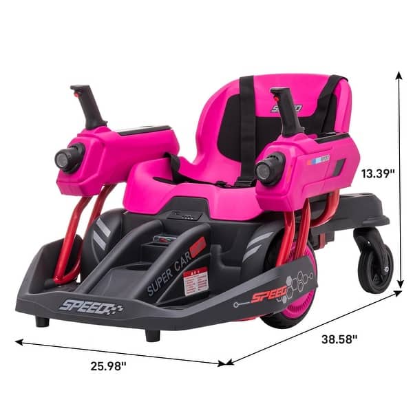 dimension image slide 1 of 2, 12V 2-Speed Bumper Car, Ride on Mecha Vehicle with Remote
