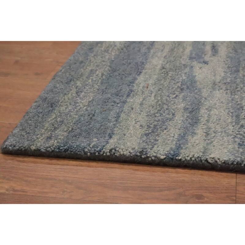 Hand Knotted Oriental 100% Wool Carpet Modern Abstract Greys & Charcoal Gabbeh Area Rug - 3' 2'' X 2' 2''