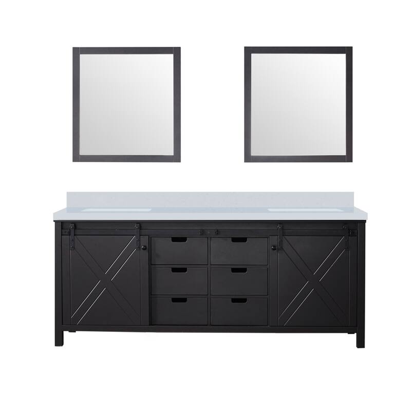 Marsyas 80 in W x 22 in D Brown Double Bath Vanity, Cultured Marble Countertop and 30 in Mirrors