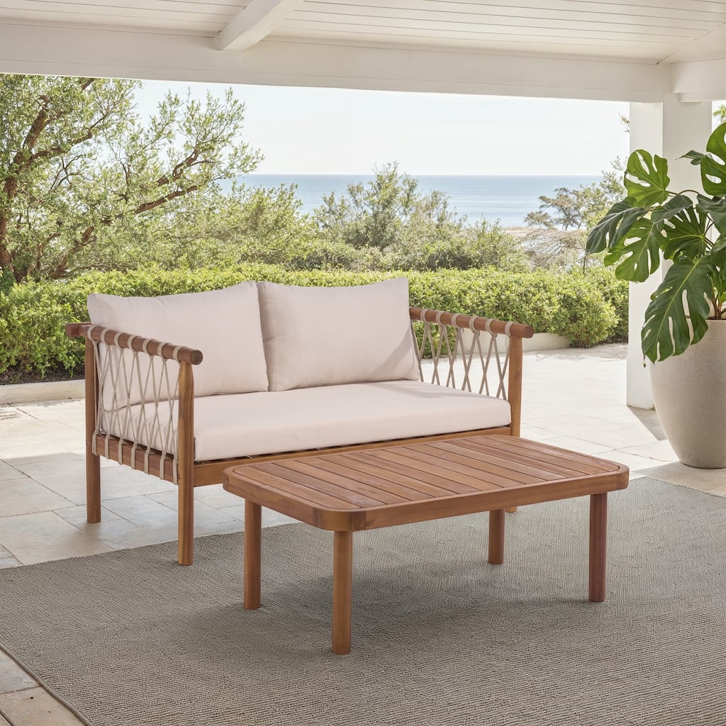 SAFAVIEH Outdoor Living Sabrina Bench and Table - 54"W x 27"D x 29"H