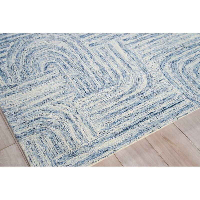 Exquisite Rugs Juno Handmade Hand-tufted New Zealand Wool on Canvas Blue/Ivory Area Rug