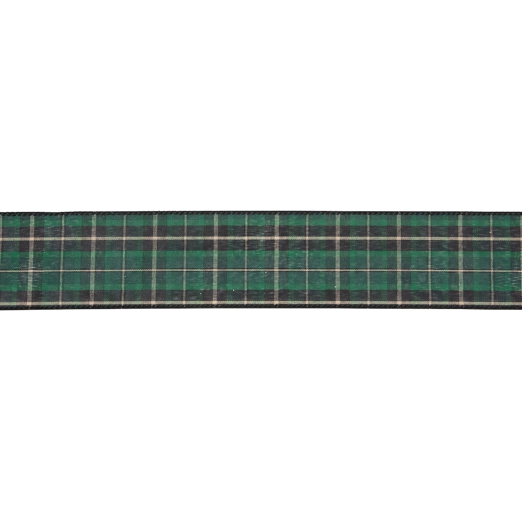 Plaid Wired Craft Christmas Ribbon 2.5" x 10 Yards - 2.5" x 10