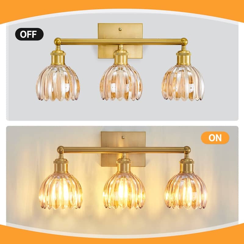 Modern Vintage Bathroom Vanity Light - Patterned Glass Shade E26 Bulb Base