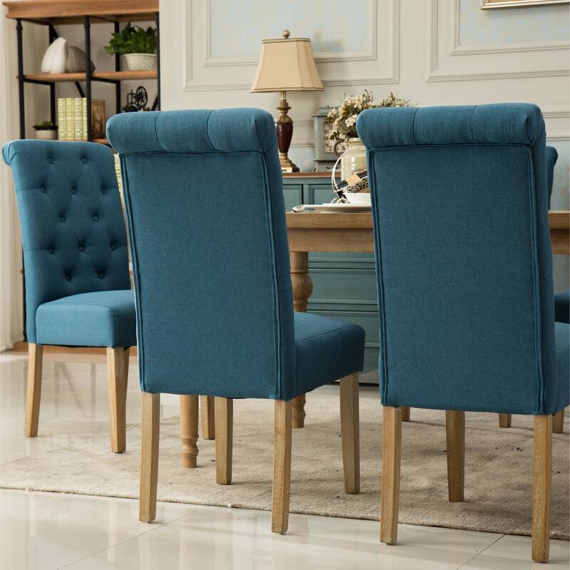 Solid Wood Tufted Parsons Dining Chair for Dining Room, Set of 2