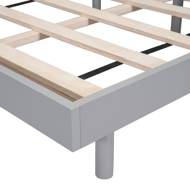 Modern Design Queen Floating Platform Bed Frame for White Washed Color