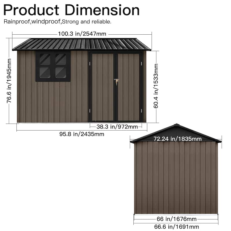 Metal Garden Sheds 6ftx8ft Outdoor Storage Sheds with Window