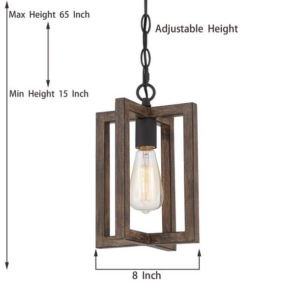 dimension image slide 0 of 2, Modern Farmhouse 1-light Geometric Kitchen Island Pendant Lighting - 8 in. D