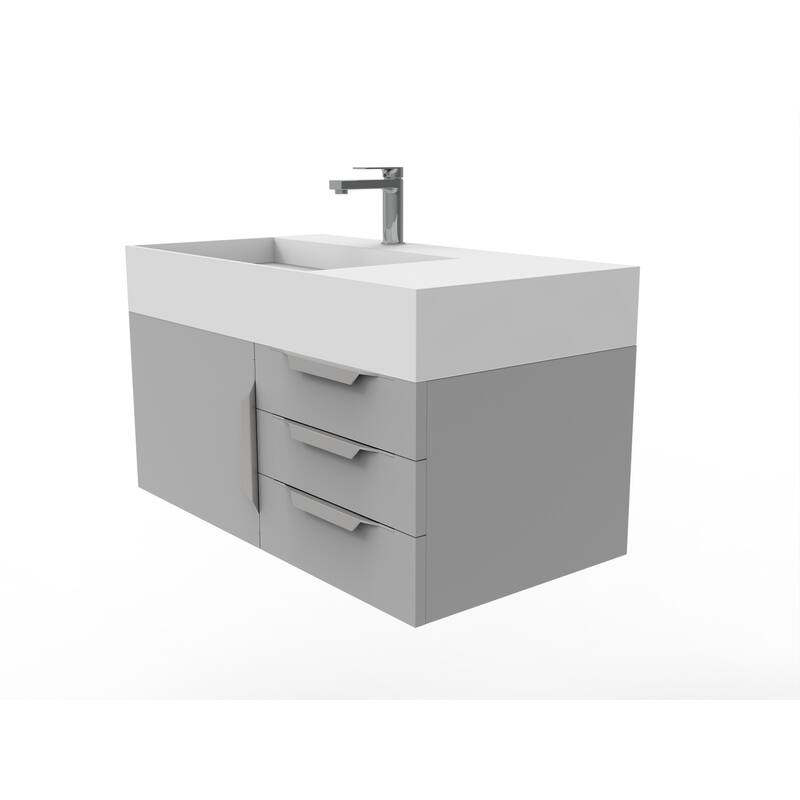 Amazon 36" Wall Mounted Bathroom Vanity Set w/ White Top
