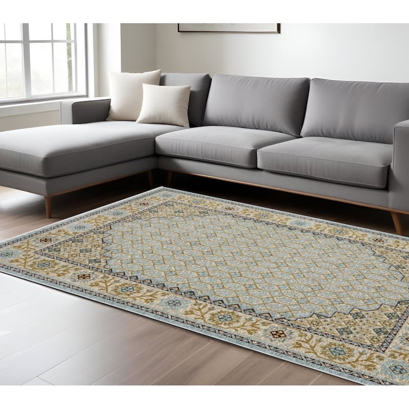HomeRootsOriental Traditional Runner Area Rug - 116.54' X '78.74' X '0.32 - Gold