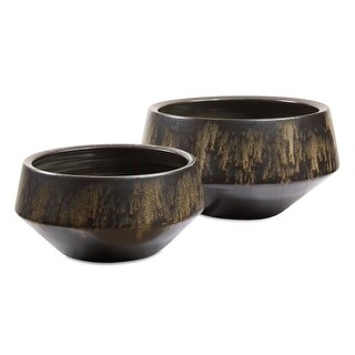 Uttermost 18191 Bronze Duo 11" Wide Ceramic Decorative Bowls - Set of