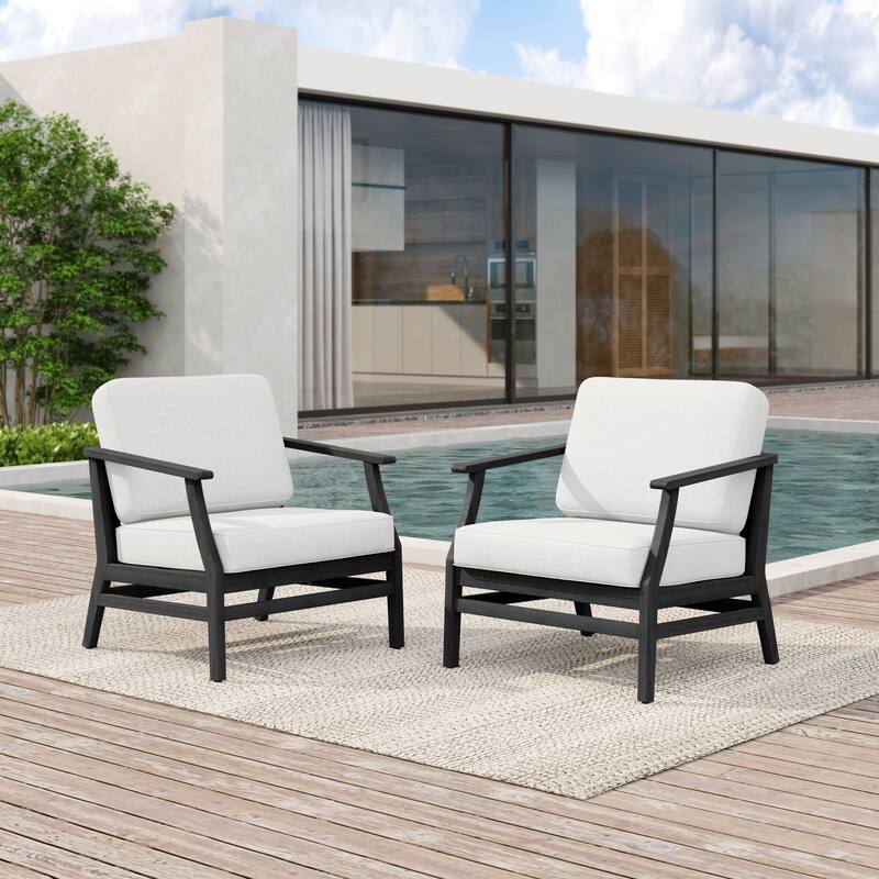 2 Set Patio Teak Wood Outdoor Chair with Cushions