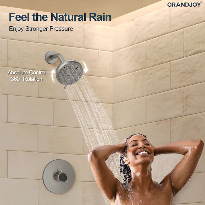 GRANDJOY Wall Mounted 5-Spray Shower System including Handheld Sprayer