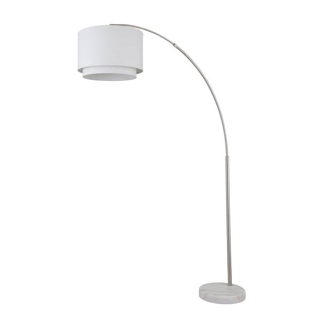 Q-Max Double Shade 81" Adjustable Steel Arched Floor Lamp with Marble Base