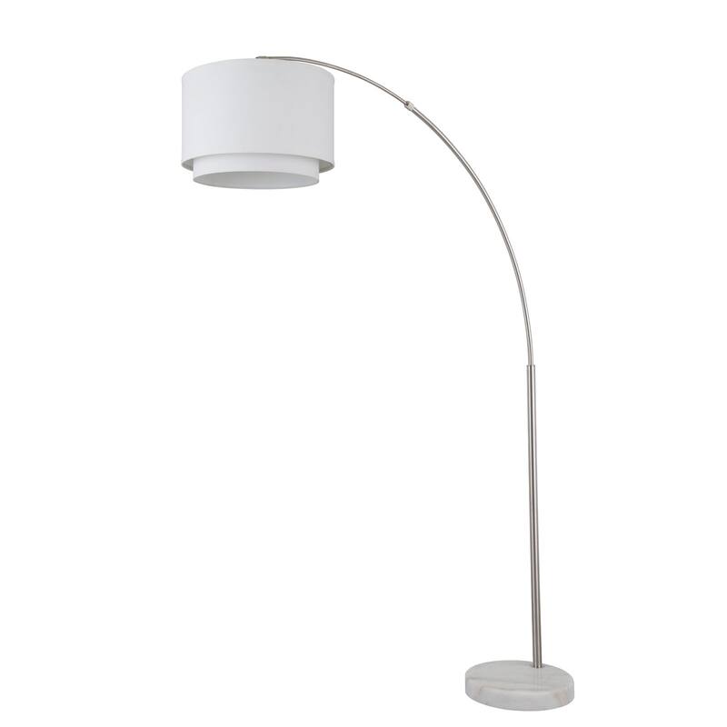 Q-Max Modern 81" Tall Standing Adjustable Arched Floor Lamp with Double Drum Shade and Marble Base