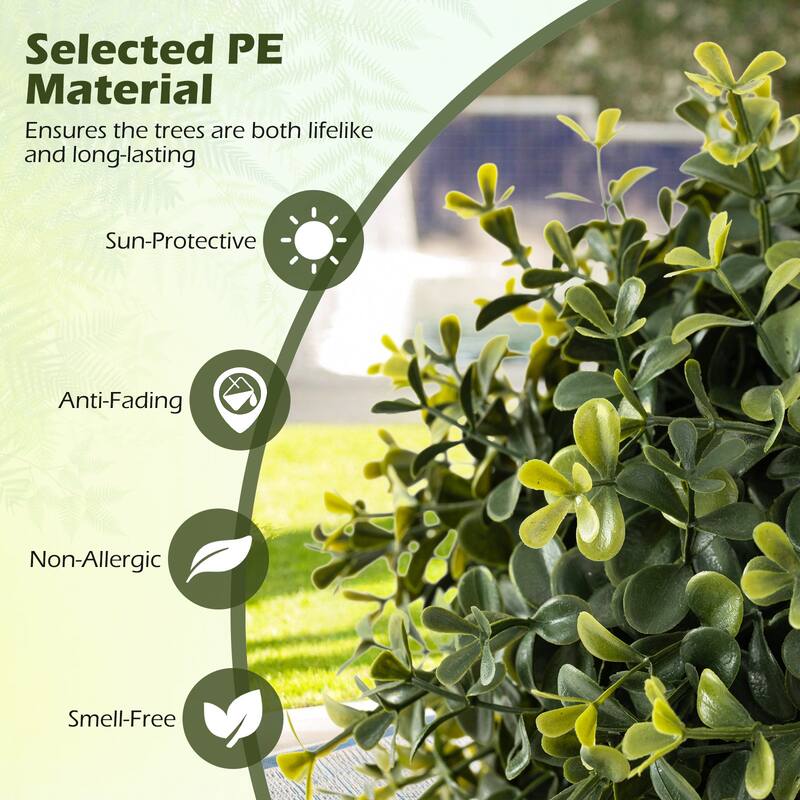 3 Feet Set of 2 Artificial Topiary Ball Trees Faux Shrubs with Birch Trunks for Indoor Outdoor Decor - 35.5"