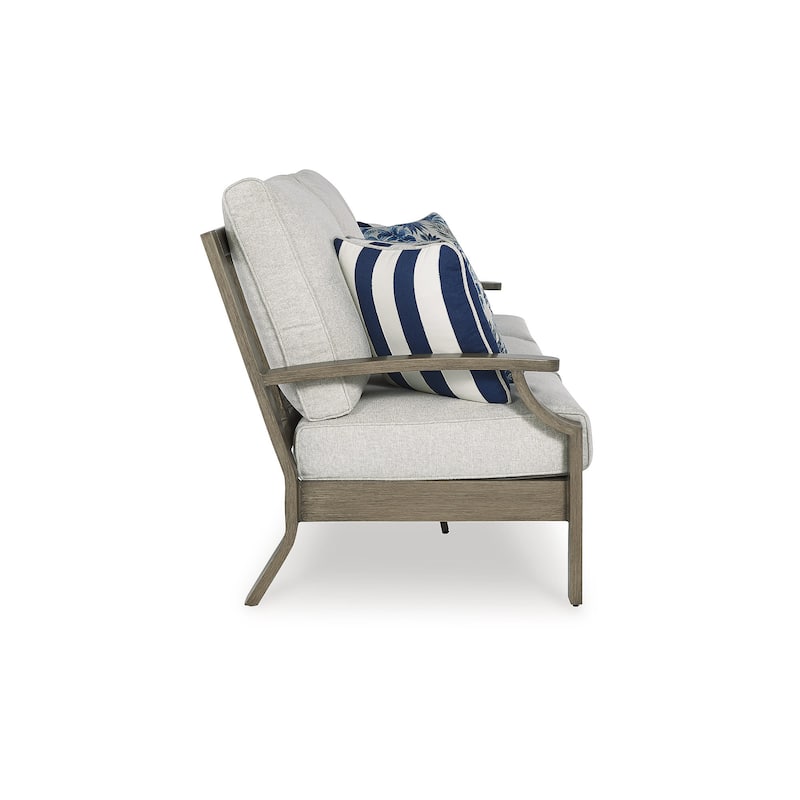 Signature Design by Ashley Rainier Ranch Brown/Beige Outdoor Sofa with Cushion - 89.25" W x 36.25" D x 42" H