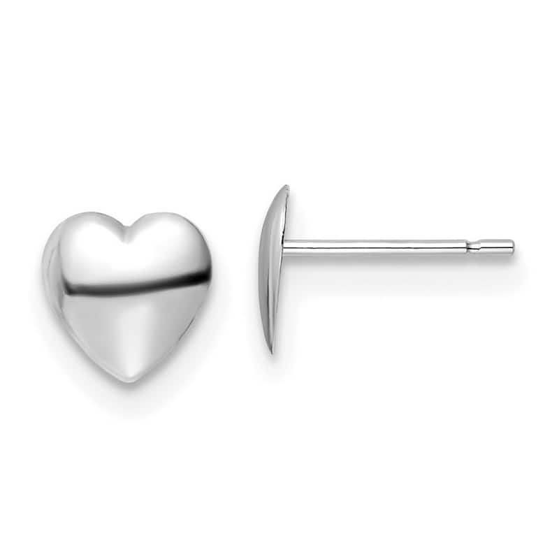 Curata 14k White Gold Polished Love Heart Post Earrings - 6.25x6.25mm