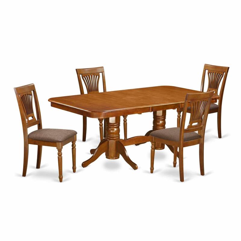 Dining Table Set 5 Piece Kitchen Table with Chairs - Round Table & Ladder Back Design