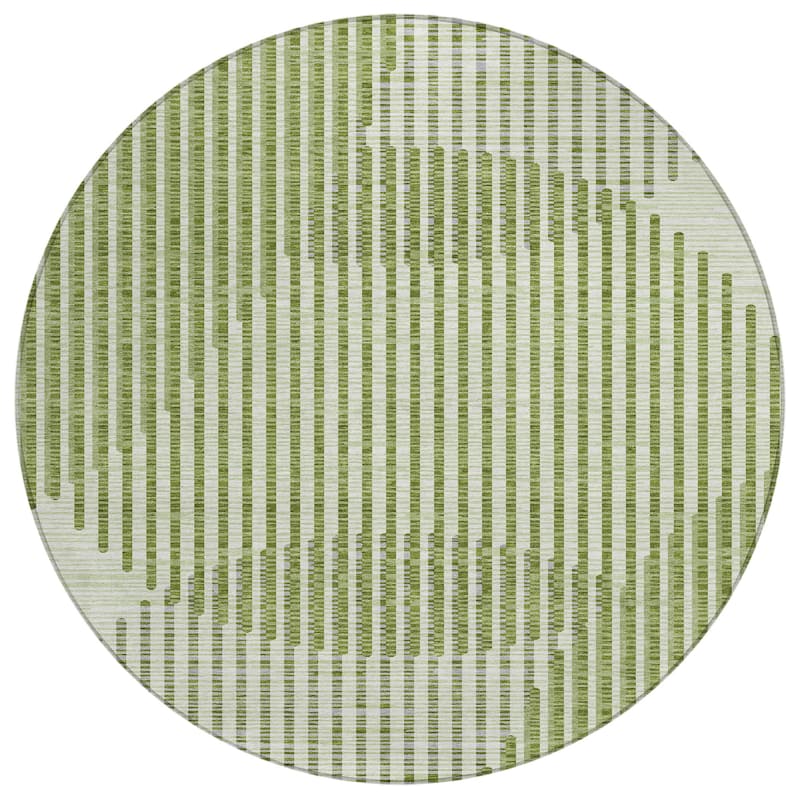 Machine Washable Indoor/ Outdoor Abstract Stripe Chantille Rug