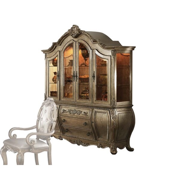 Wood and Glass Hutch and Server with Display and Storage Space, Brown. Opens flyout.