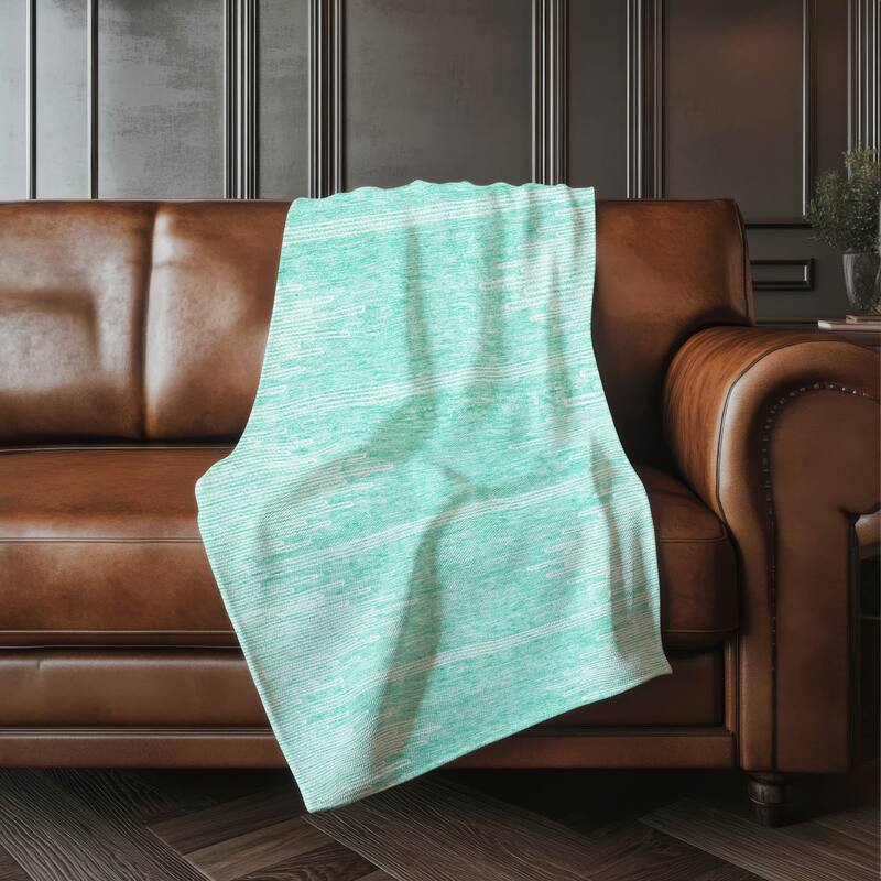 Premium Machine Washable Boho Moroccan Sherpa Throw Blanket - Teal - 4'2" x 5'10"