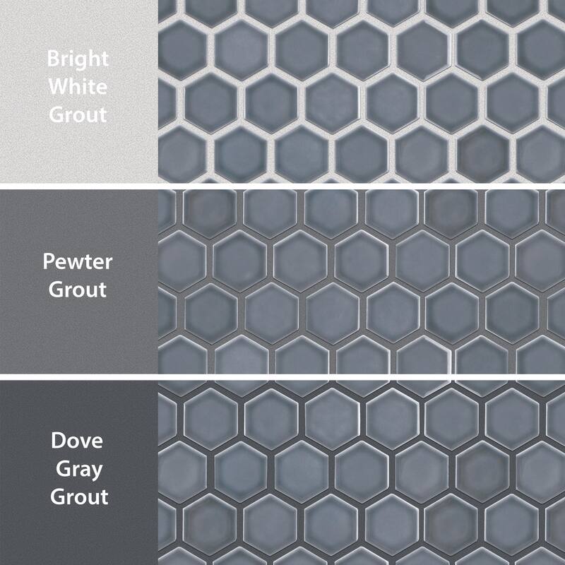 Merola Tile Hudson Due 2" Hex Imperial Grey 10-7/8" x 12-5/8" Porcelain Mosaic Floor and Wall Tile