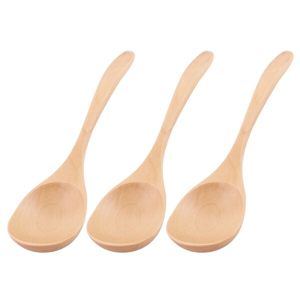 Kitchen Tableware Porridge Rice Wooden Scoop Spoon 3pcs Wood Color - Brown - 7" x 1.7" x 0.8"(L*W*H). Opens flyout.