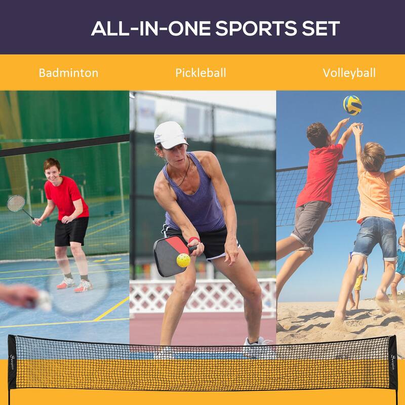 Soozier 17ft Portable All in One Badminton Set Pickleball and