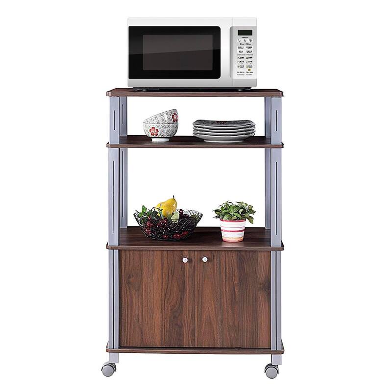 Gymax Bakers Rack Microwave Stand Rolling Storage Cart - 23.5''x15.5''x38.5''