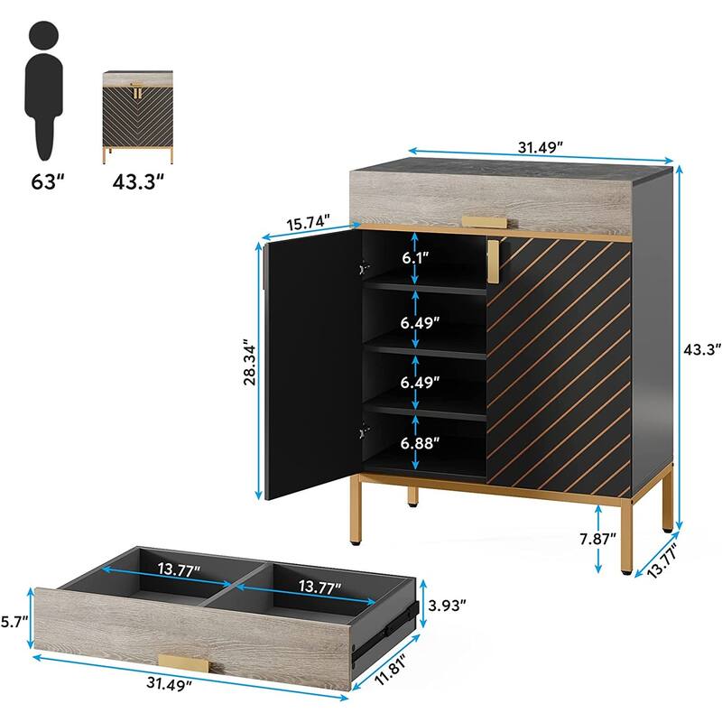 Sideboard Buffet Cabinet with Removable Shelves, Modern Kitchen Storage Cabinet with 2 Drawers