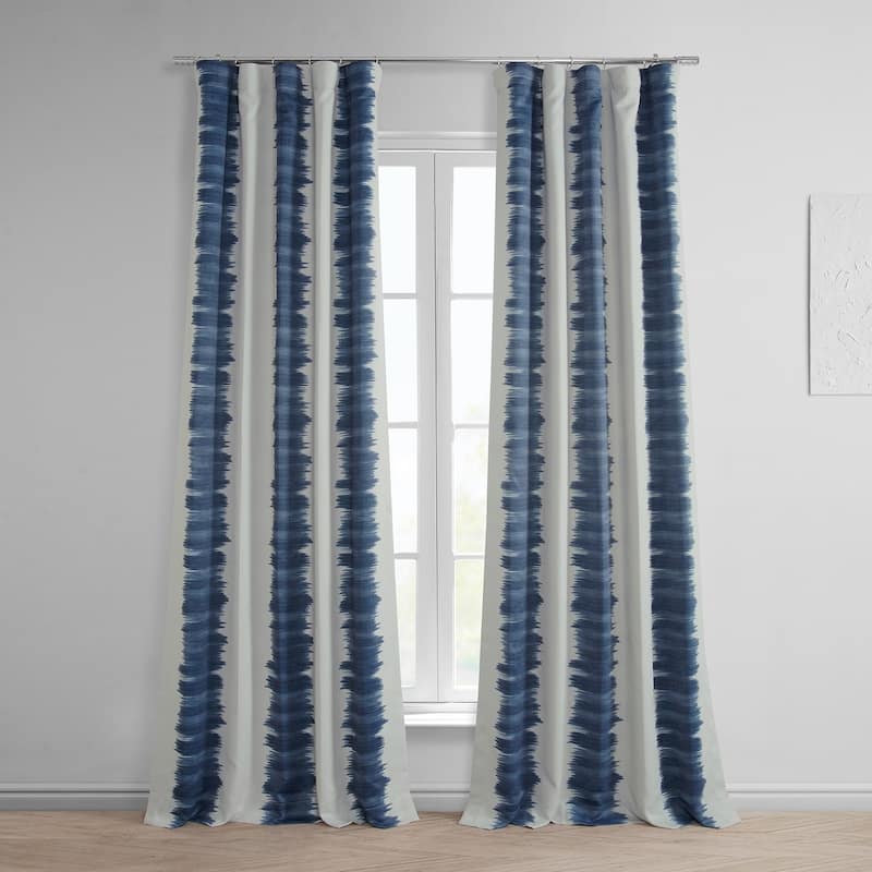 Exclusive Fabrics Flambe Striped Pattern Room Darkening Curtain Panel Pair (2 Panels) - 50 X 84 - Flambe Blue