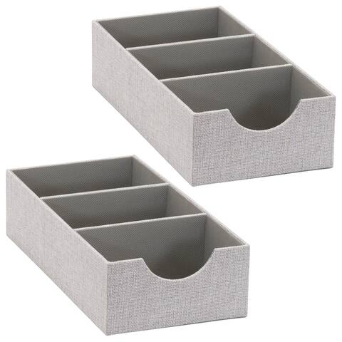 Household Essentials 3-Sectioned Accessory Organizer Tray, Gray, 2-Pack - 6'' x 12'' x 3''
