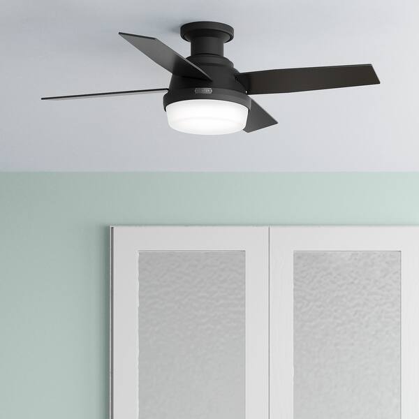 slide 2 of 24, Hunter 44" Dempsey Flush Mount Ceiling Fan with LED Light, Handheld Remote - Modern, Contemporary, Transitional, Industrial Matte Black